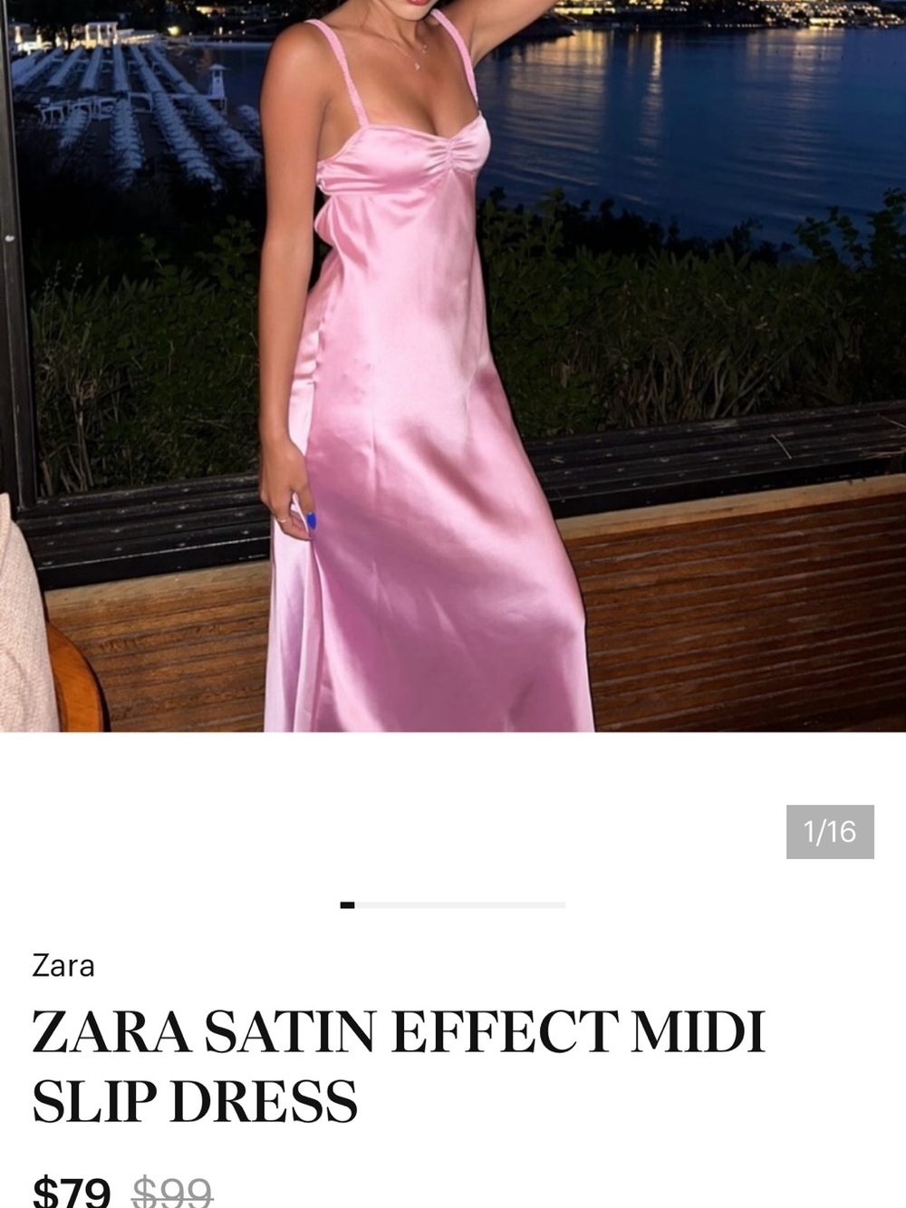 Zara Satin-Effect Midi Slip Dress in Soft Pink